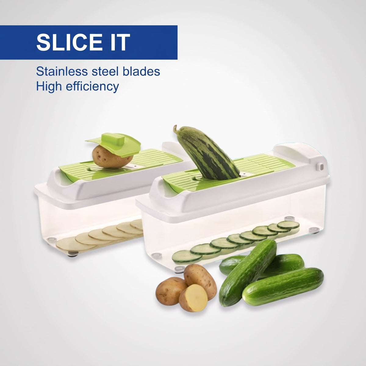 12-in-1 Vegetable Slicer with Ergonomic Hand Guard – Multi-Blade Vegetable Cutter for Safe Food Prep - We are MFEO