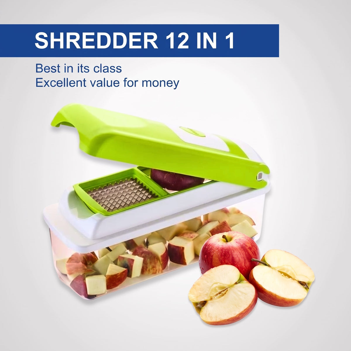 12-in-1 Vegetable Slicer with Ergonomic Hand Guard – Multi-Blade Vegetable Cutter for Safe Food Prep - We are MFEO