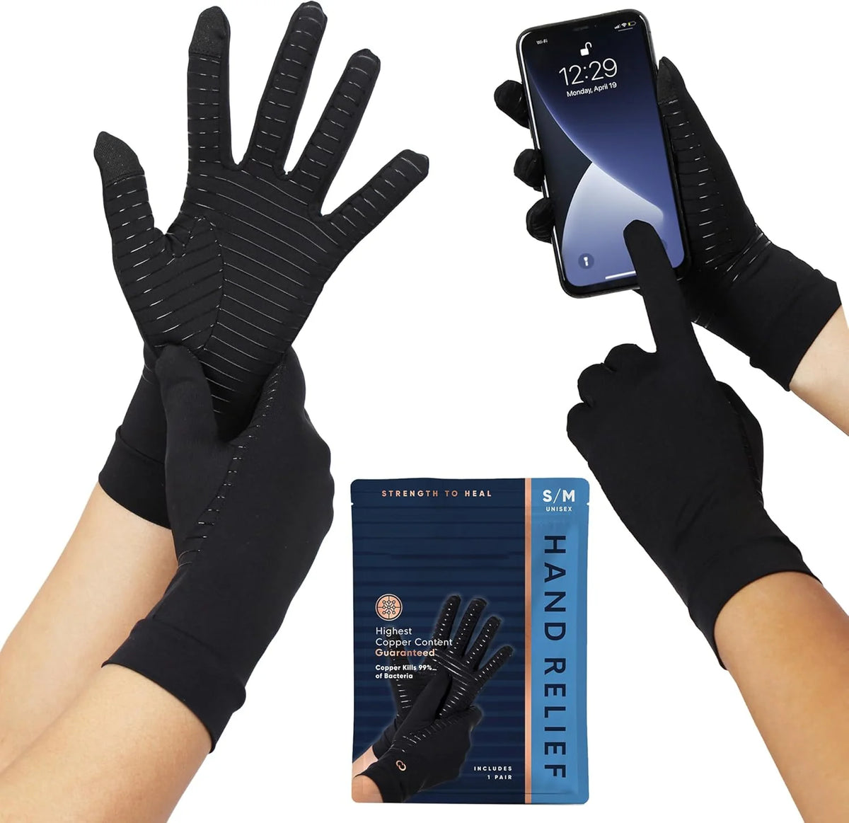 Arthritis Compression Gloves for Hand Pain Relief – Copper-Infused, Fingerless Design 0