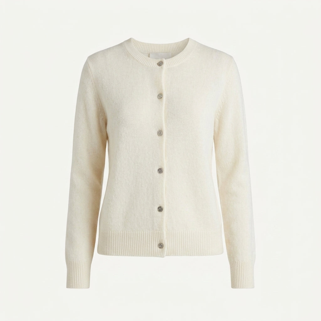 Cashmere Cardigan for Women – Fitted Round Neck with Button Front 11