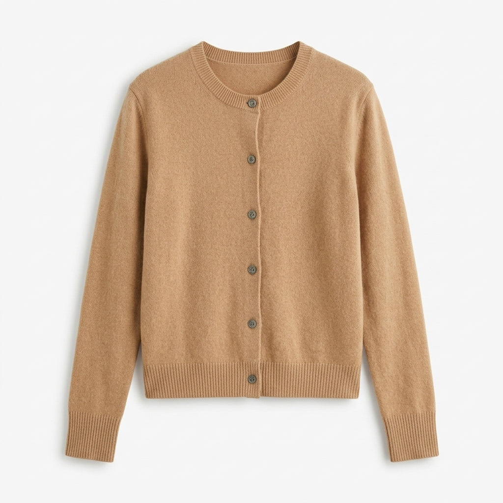 Cashmere Cardigan for Women – Fitted Round Neck with Button Front 12