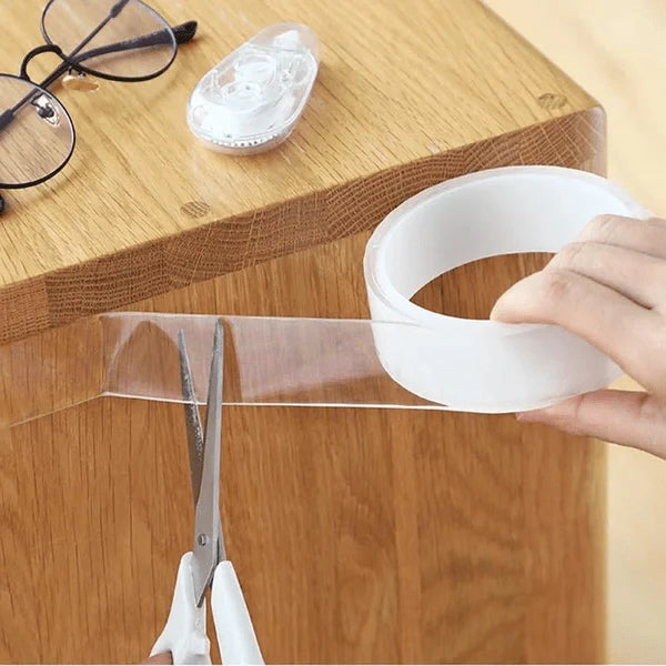Double-Sided Adhesive Tape 2.8 cm – Transparent, Reusable for Home and Office Use 2