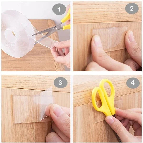 Double-Sided Adhesive Tape 2.8 cm – Transparent, Reusable for Home and Office Use 4