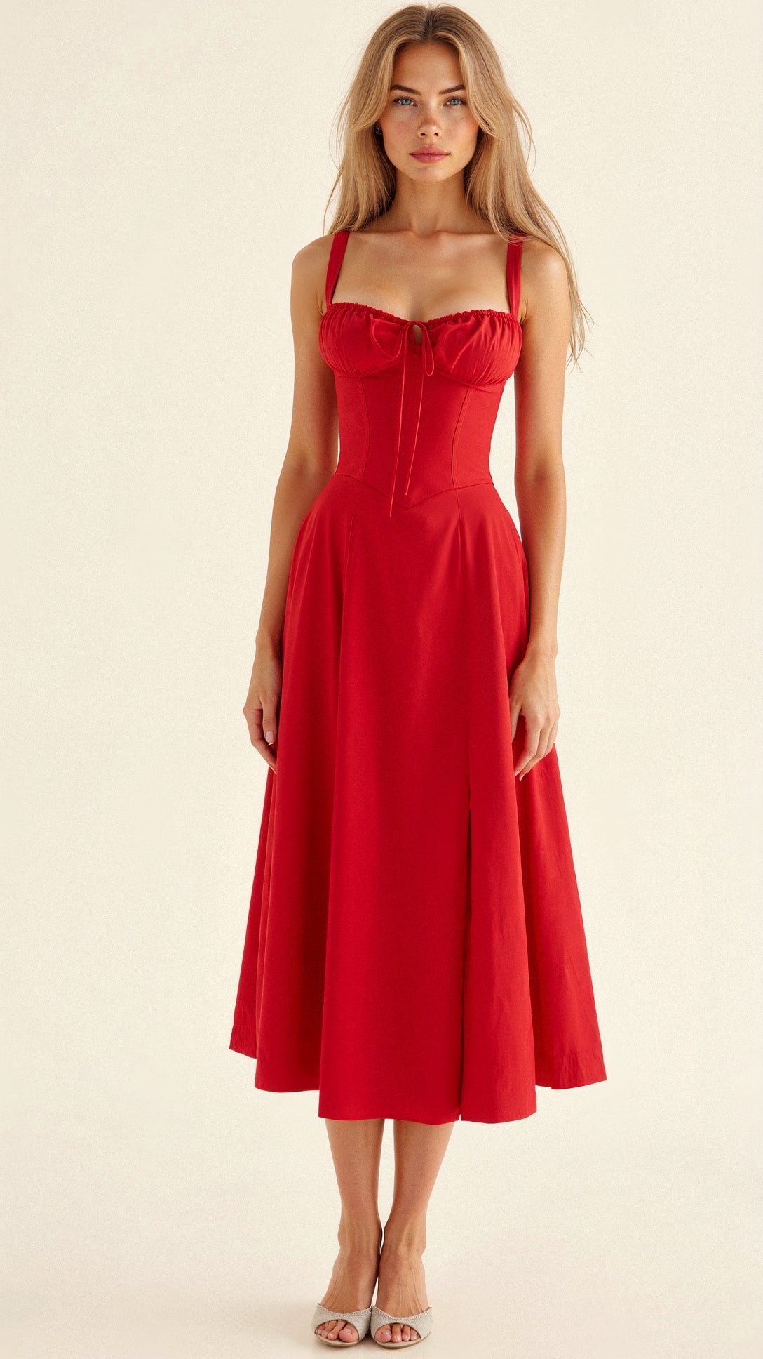 Floral Midi Dress for Women – Lightweight Summer Wedding Guest Dress with Side Slit 10