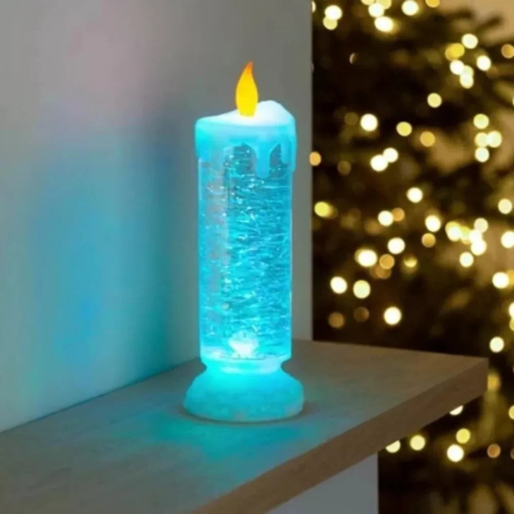 LED Christmas Candle with Glitter – Colour-Changing Flameless Battery Operated Decoration 2