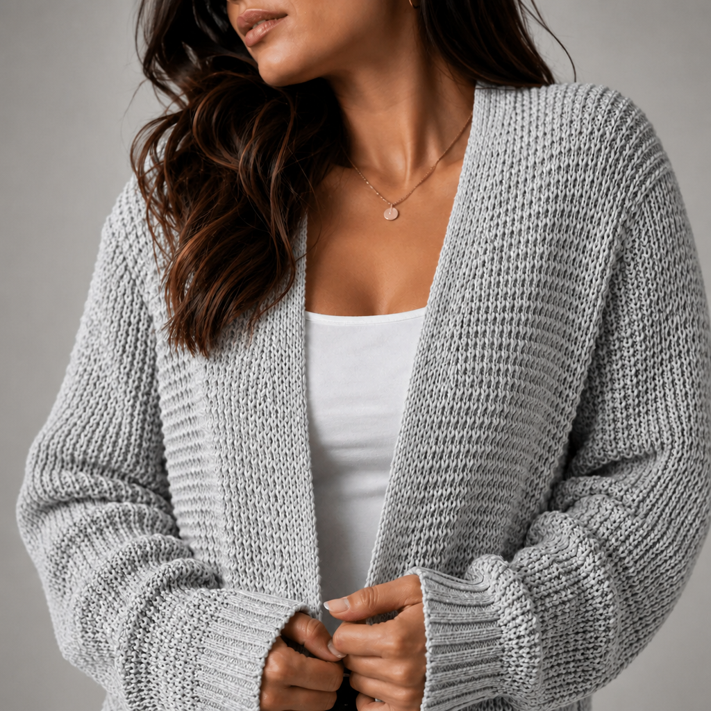 Long Cardigan for Women – Longline Open Front with Textured Knit and Pockets