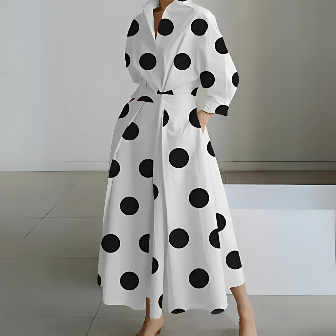 Long Sleeve Maxi Dress for Women – Adjustable Waist, Draped Silhouette, Plus Size Available 2