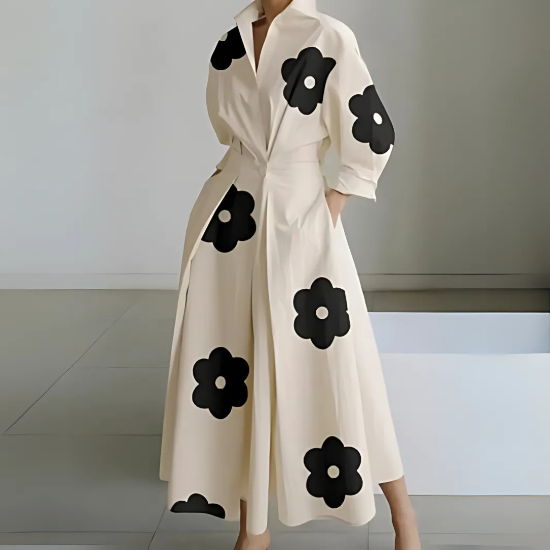 Long Sleeve Maxi Dress for Women – Adjustable Waist, Draped Silhouette, Plus Size Available 5