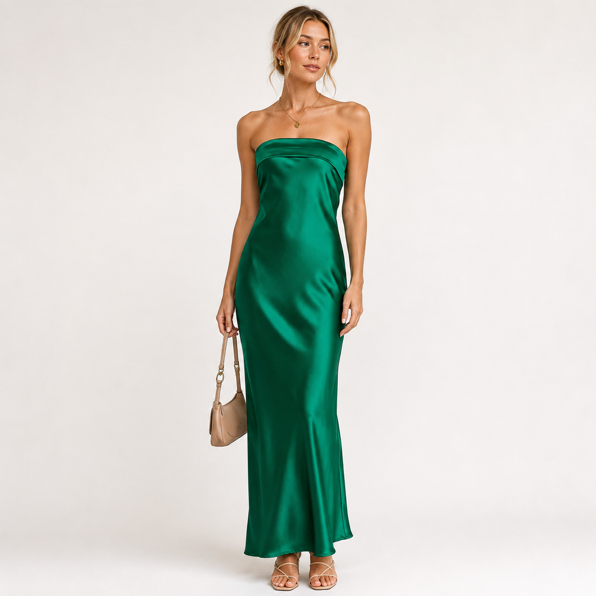 Maxi Dress for Women – Strapless Satin Design, Comfortable Fit for Formal Events 0