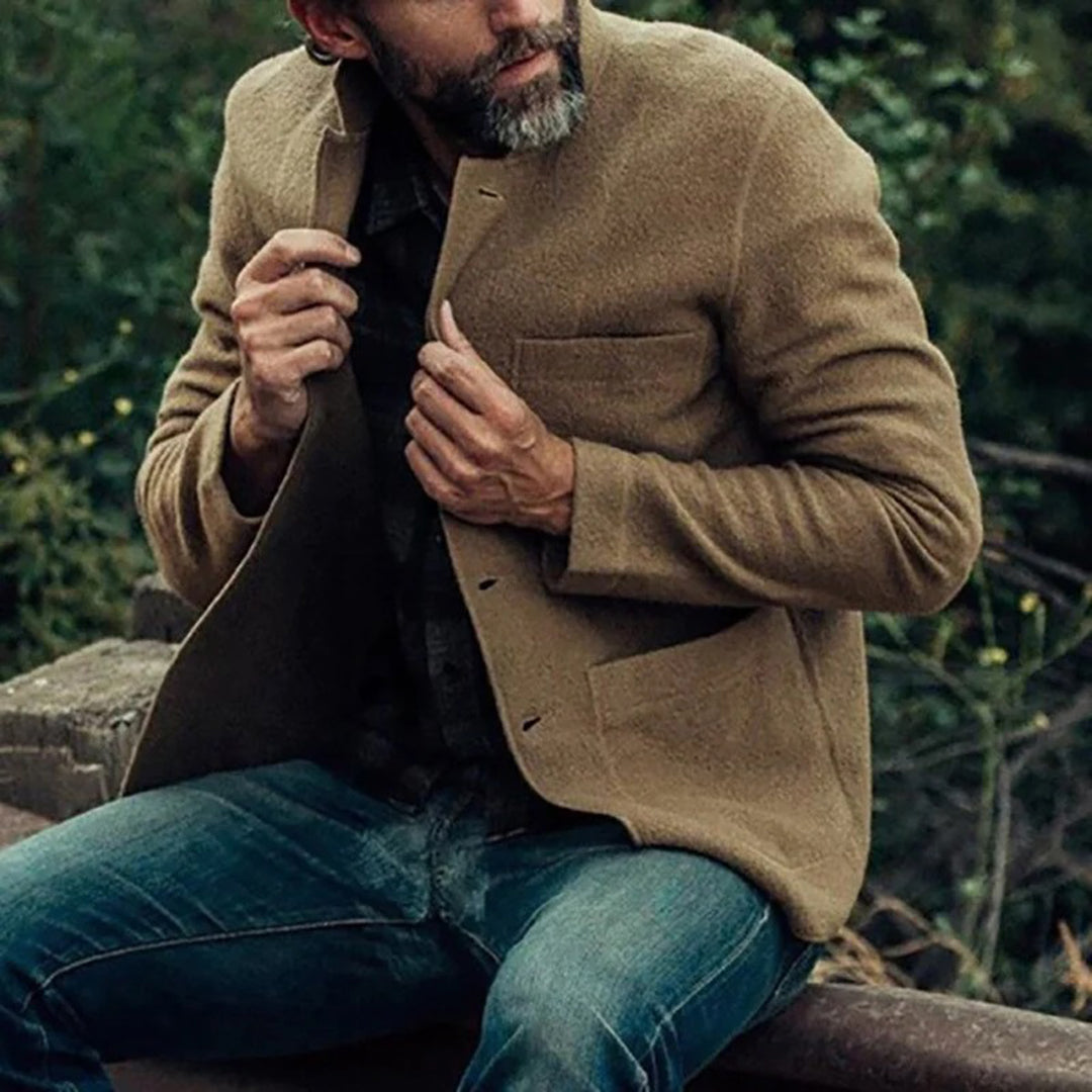 Men's Cardigan with Notched Lapel – Button-Up Casual Layer with Patch Pockets for Spring 4