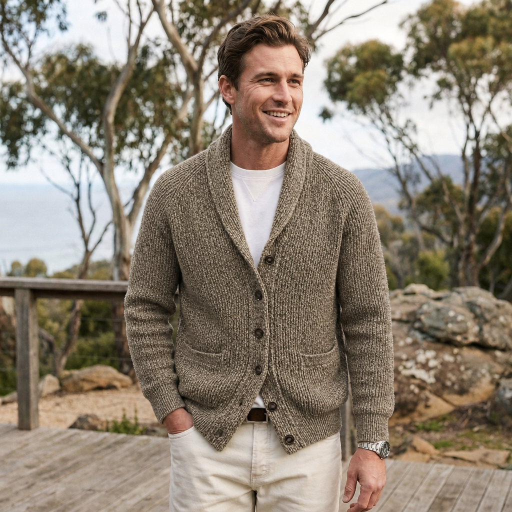 Men's Cardigan with Shawl Collar – Button Front and Hip Pockets for Casual Layering 5