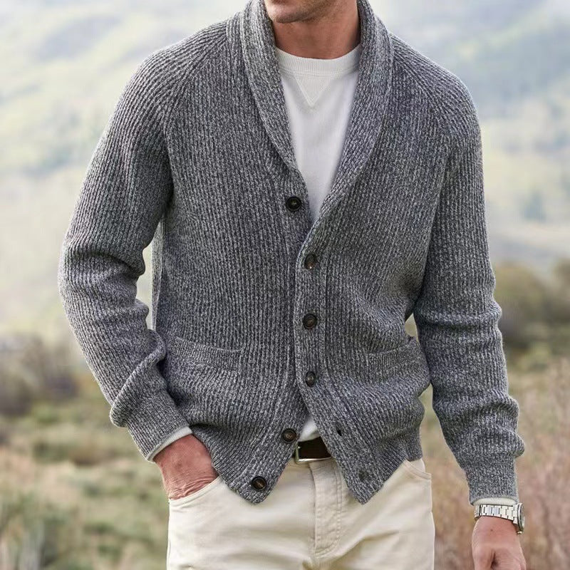 Men's Cardigan with Shawl Collar – Button Front and Hip Pockets for Casual Layering 7