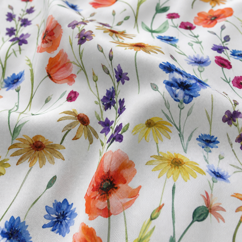 Midi Dress – Wildflower Print, Flared Silhouette with Pockets for Summer