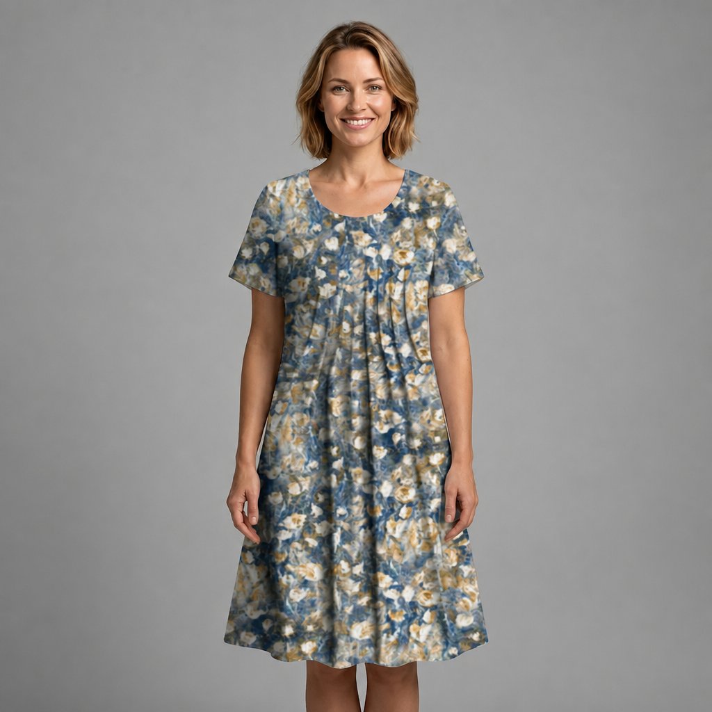 Midi Dress – Wildflower Print, Flared Silhouette with Pockets for Summer