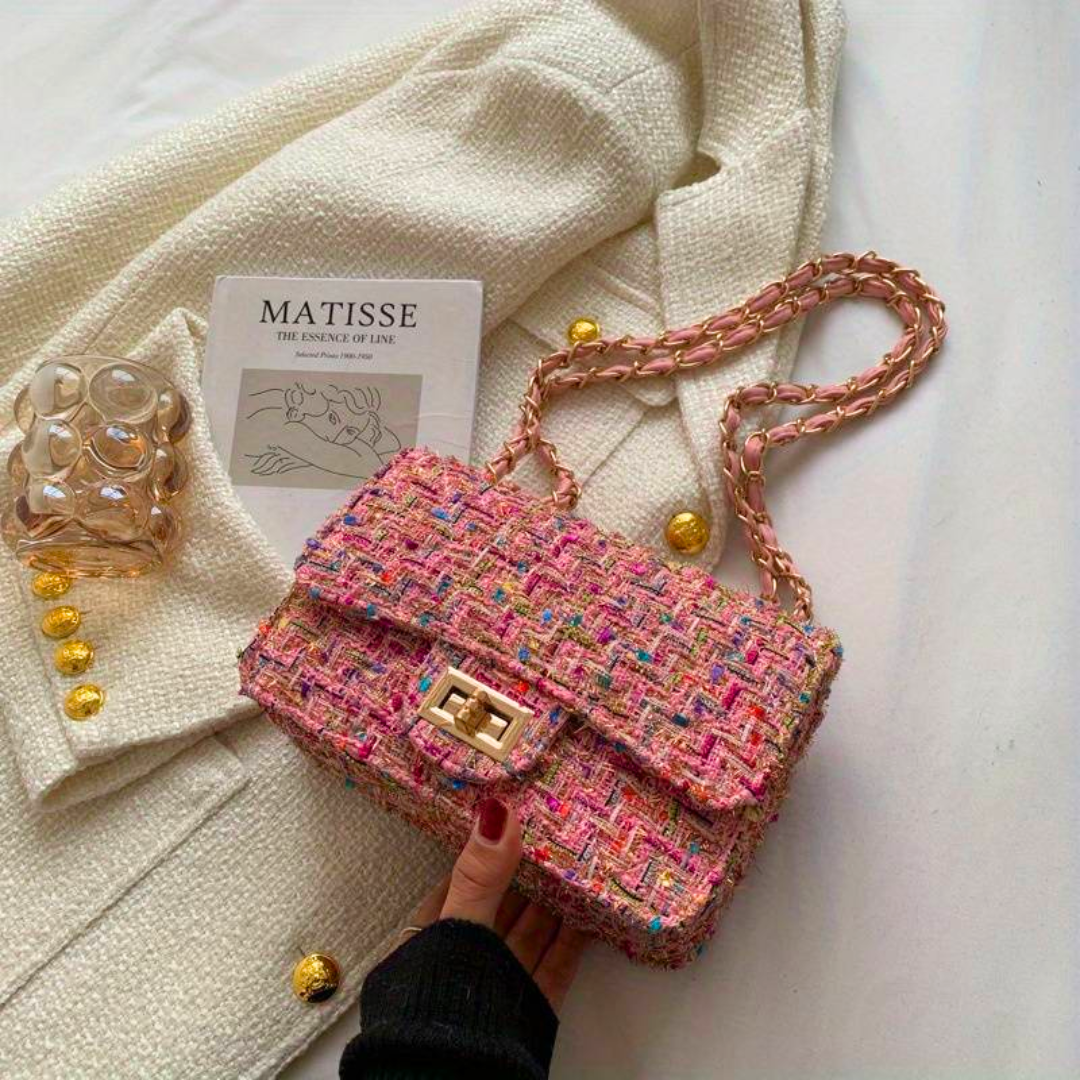 Shoulder Bag for Women – Structured Bouclé Design with Chain Strap, Ideal for Travel 0