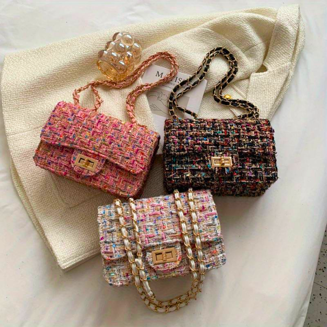 Shoulder Bag for Women – Structured Bouclé Design with Chain Strap, Ideal for Travel 7