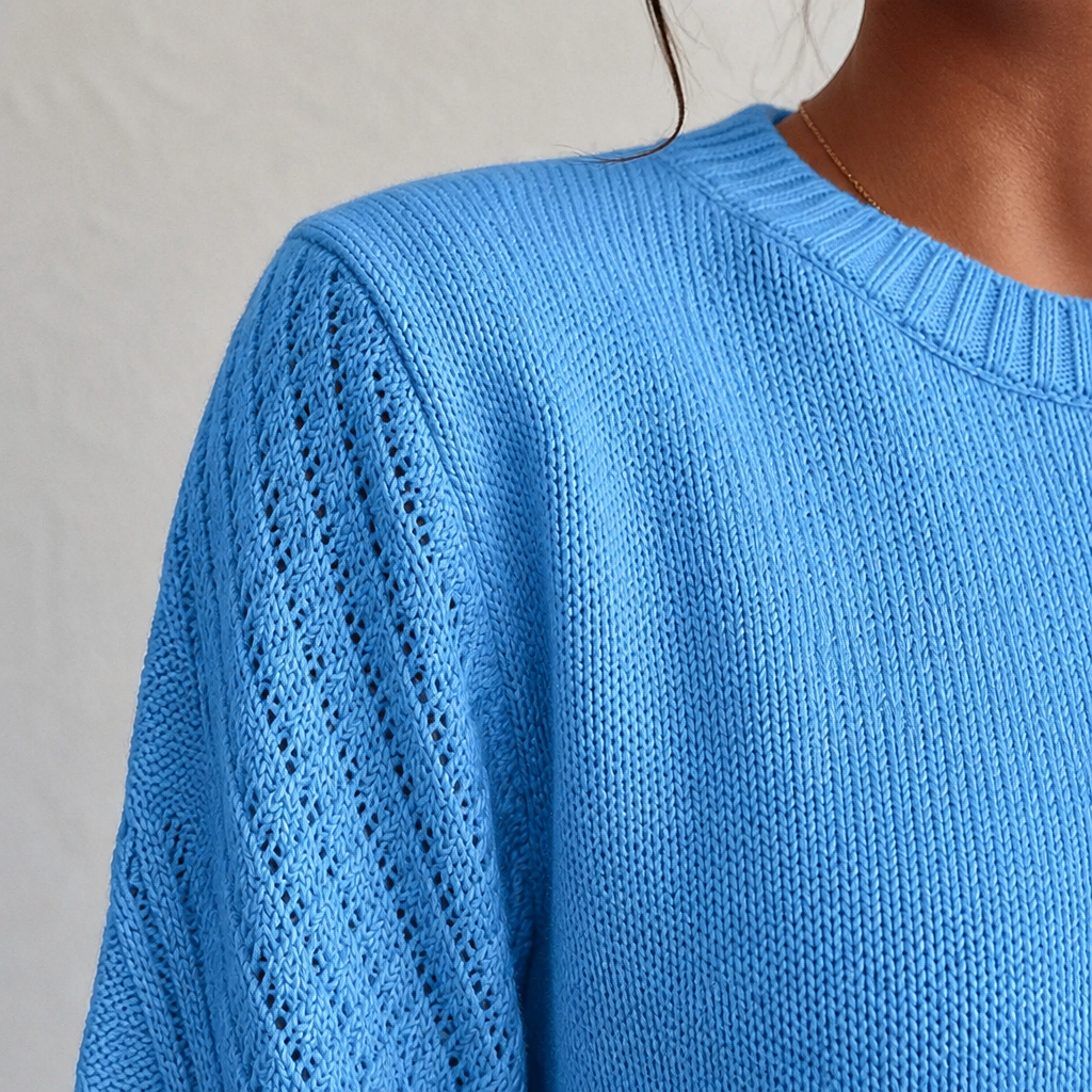 Women's Jumper with Diamond Pattern and Blouson Sleeves