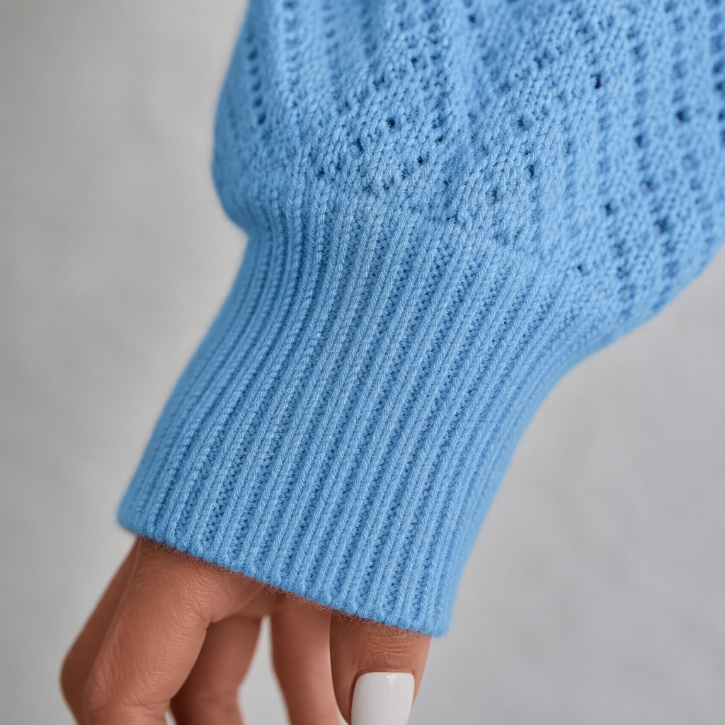 Women's Jumper with Diamond Pattern and Blouson Sleeves