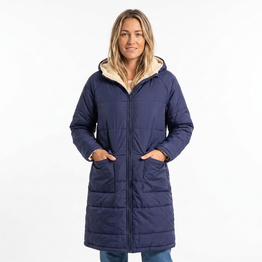 Women's Black Puffer Jacket – Long Quilted Coat with Hood for Winter 1