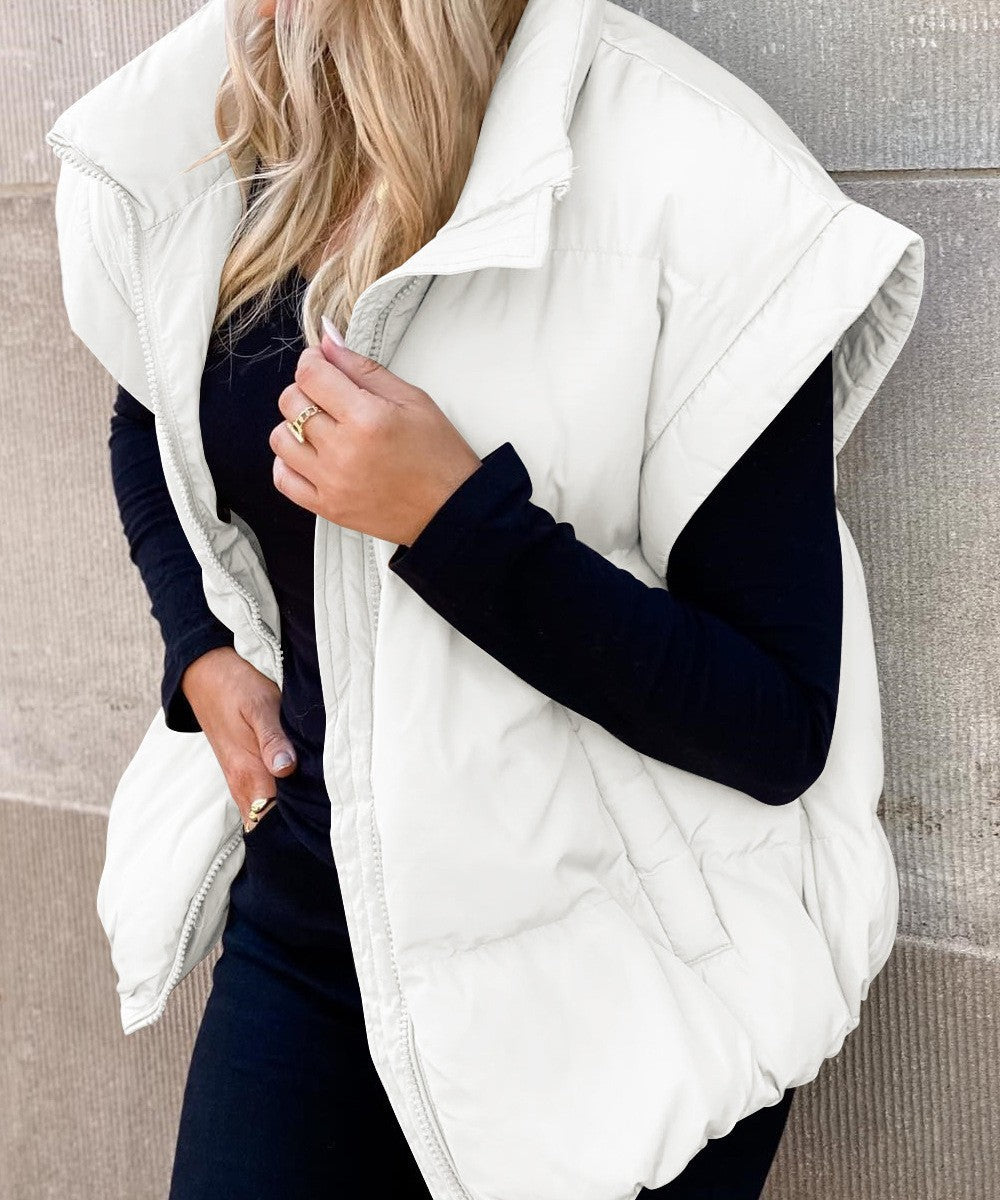 Women's Black Puffer Vest – Lightweight Quilted Layer with Stand Collar and Zip Front 5