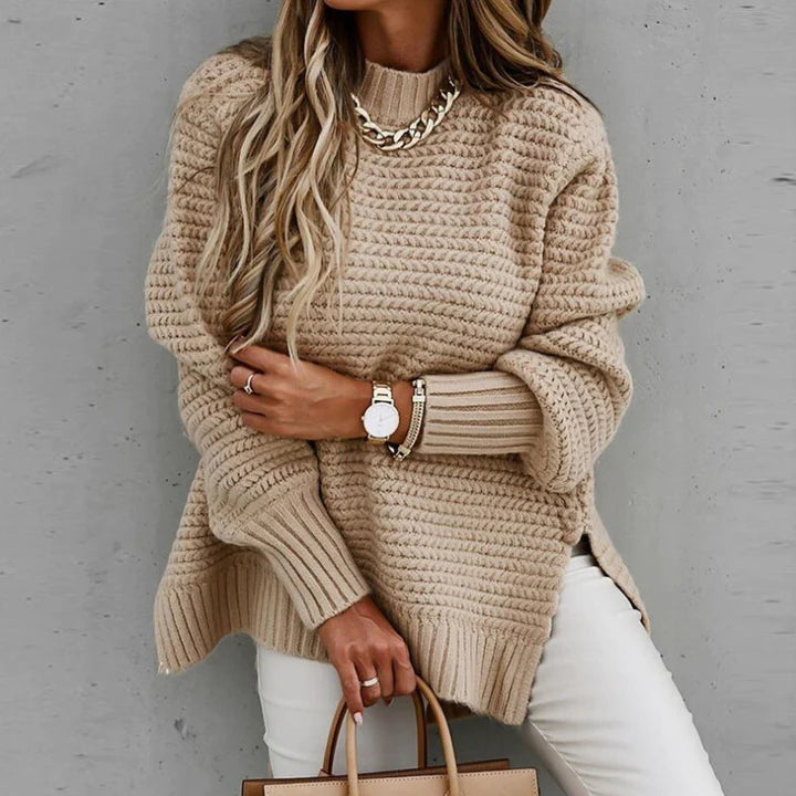 Women's Chunky Knit Jumper – Oversized Mock Neck Cardigan for Winter 0