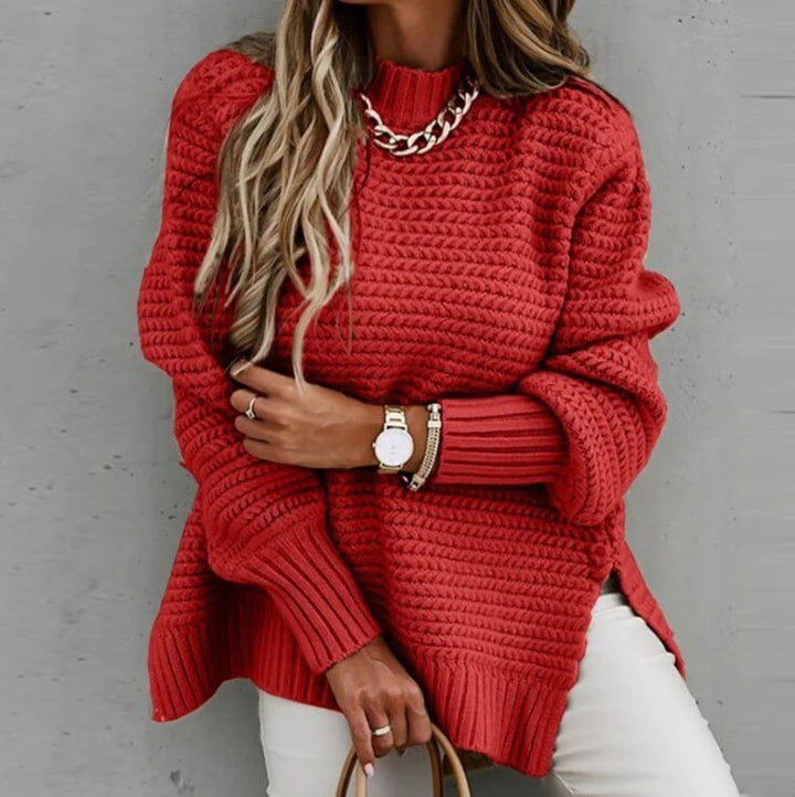 Women's Chunky Knit Jumper – Oversized Mock Neck Cardigan for Winter 1