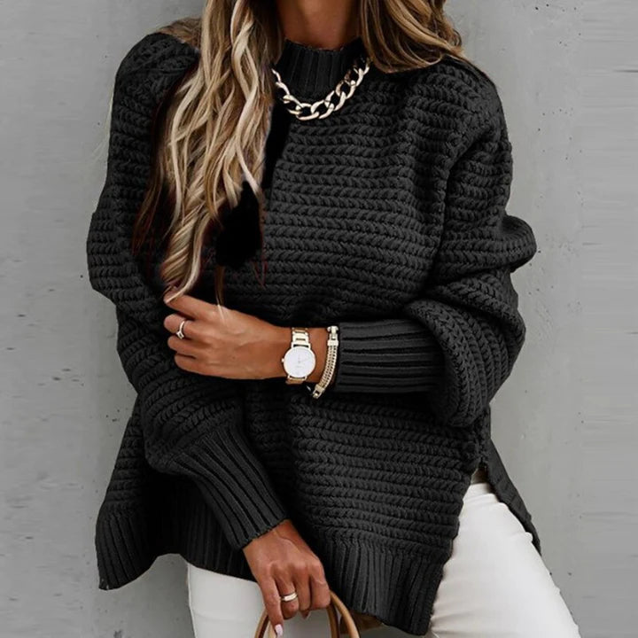 Women's Chunky Knit Jumper – Oversized Mock Neck Cardigan for Winter 2