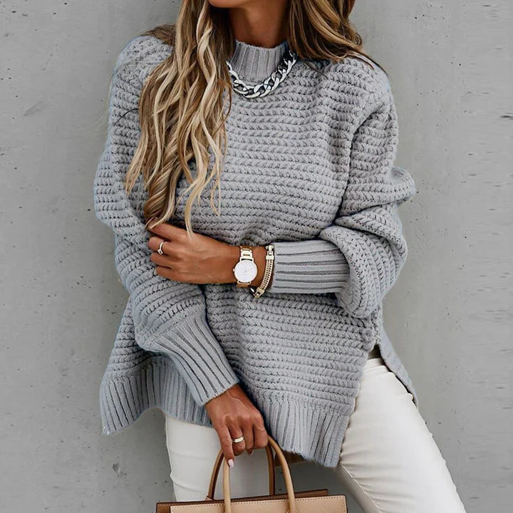 Women's Chunky Knit Jumper – Oversized Mock Neck Cardigan for Winter 4