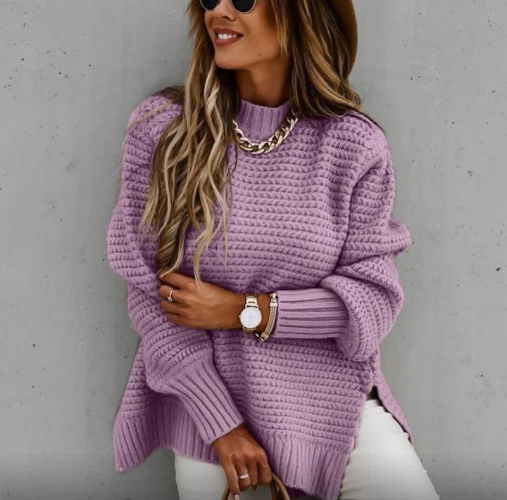 Women's Chunky Knit Jumper – Oversized Mock Neck Cardigan for Winter 5