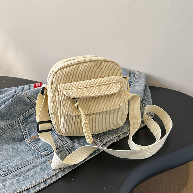 Women's Crossbody Bag with Zip Pocket – Small Ridged Texture for Everyday Use 11