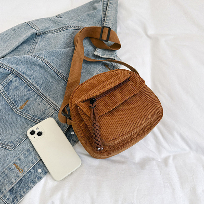 Women's Crossbody Bag with Zip Pocket – Small Ridged Texture for Everyday Use 6