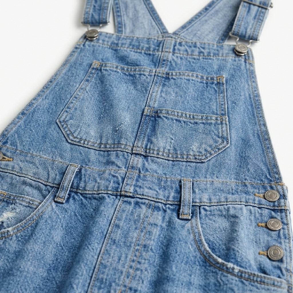 Denim Jumpsuit with Adjustable Straps – Relaxed Fit Dungaree 3