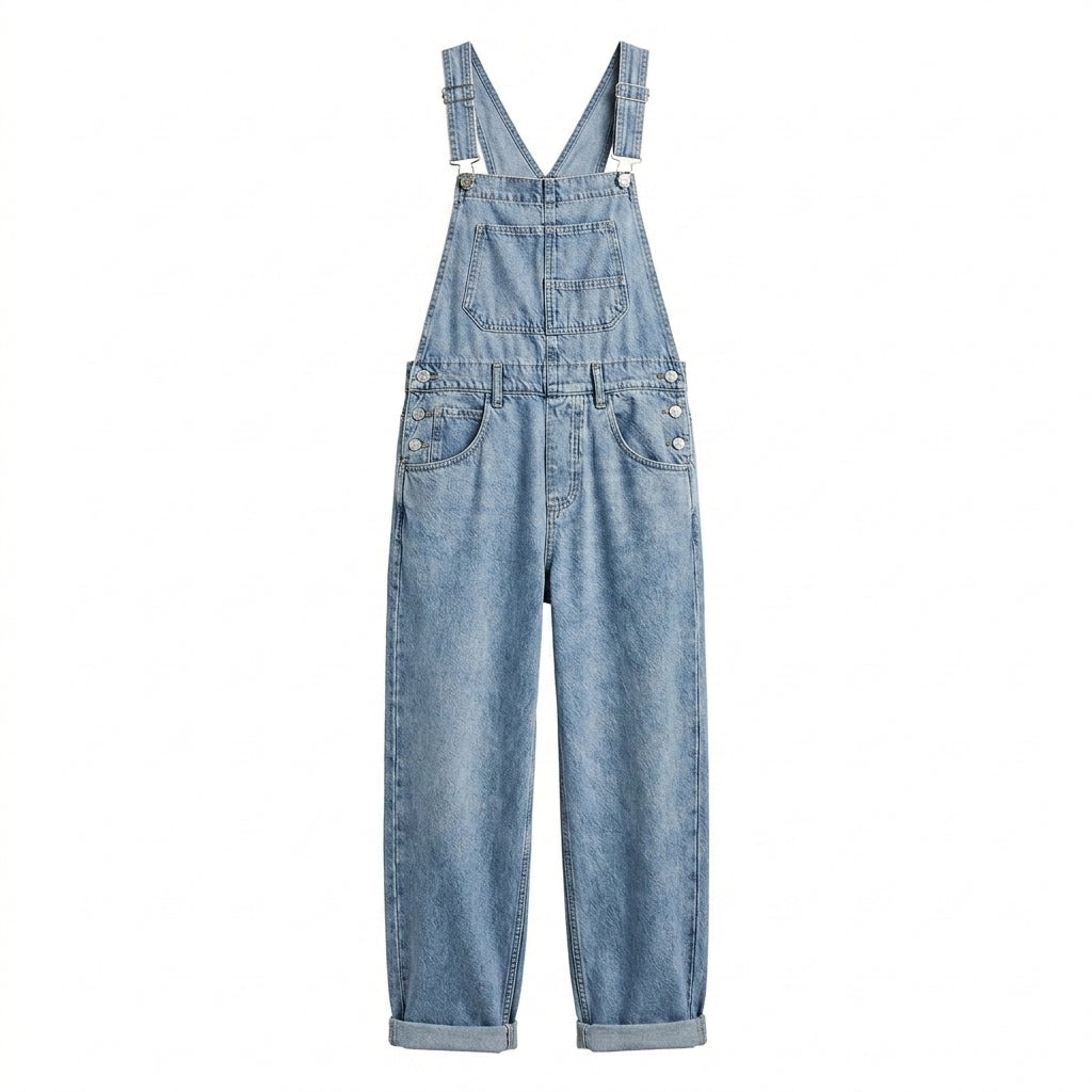 Denim Jumpsuit with Adjustable Straps – Relaxed Fit Dungaree 4