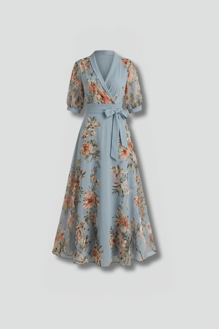 Women's Floral Maxi Dress – Adjustable Waist Tie for Summer Weddings and Formal Occasions 1