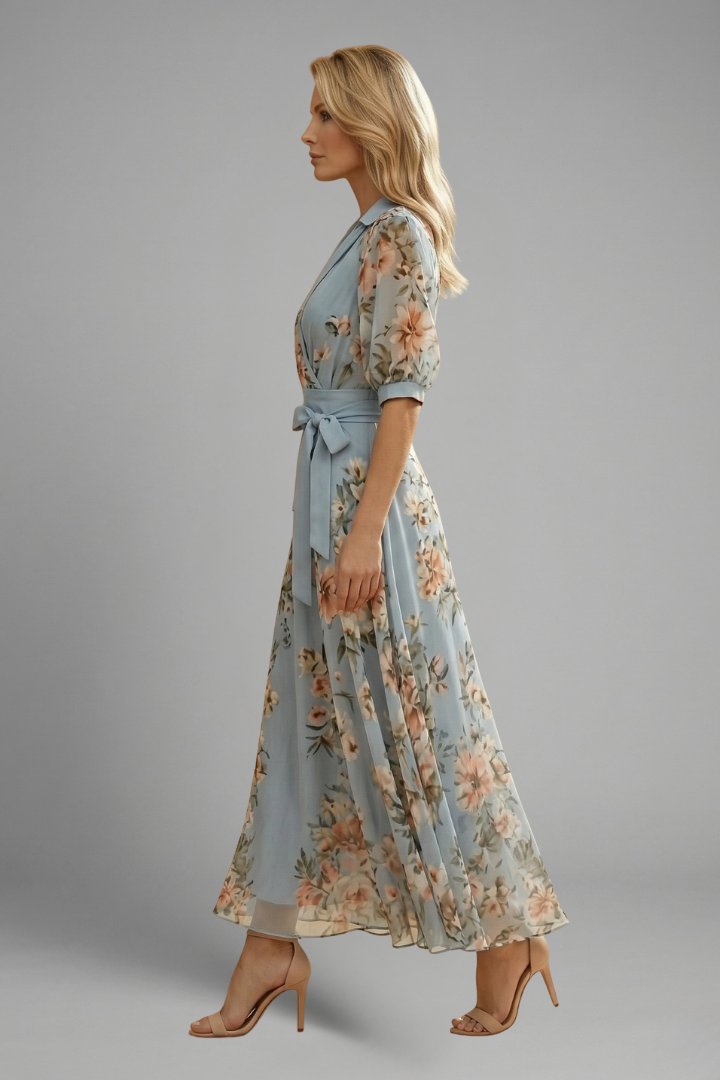 Women's Floral Maxi Dress – Adjustable Waist Tie for Summer Weddings and Formal Occasions 2