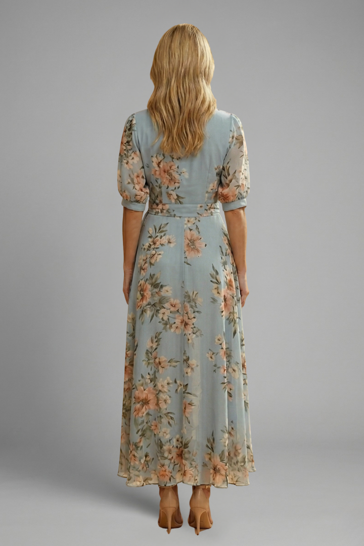 Women's Floral Maxi Dress – Adjustable Waist Tie for Summer Weddings and Formal Occasions 4