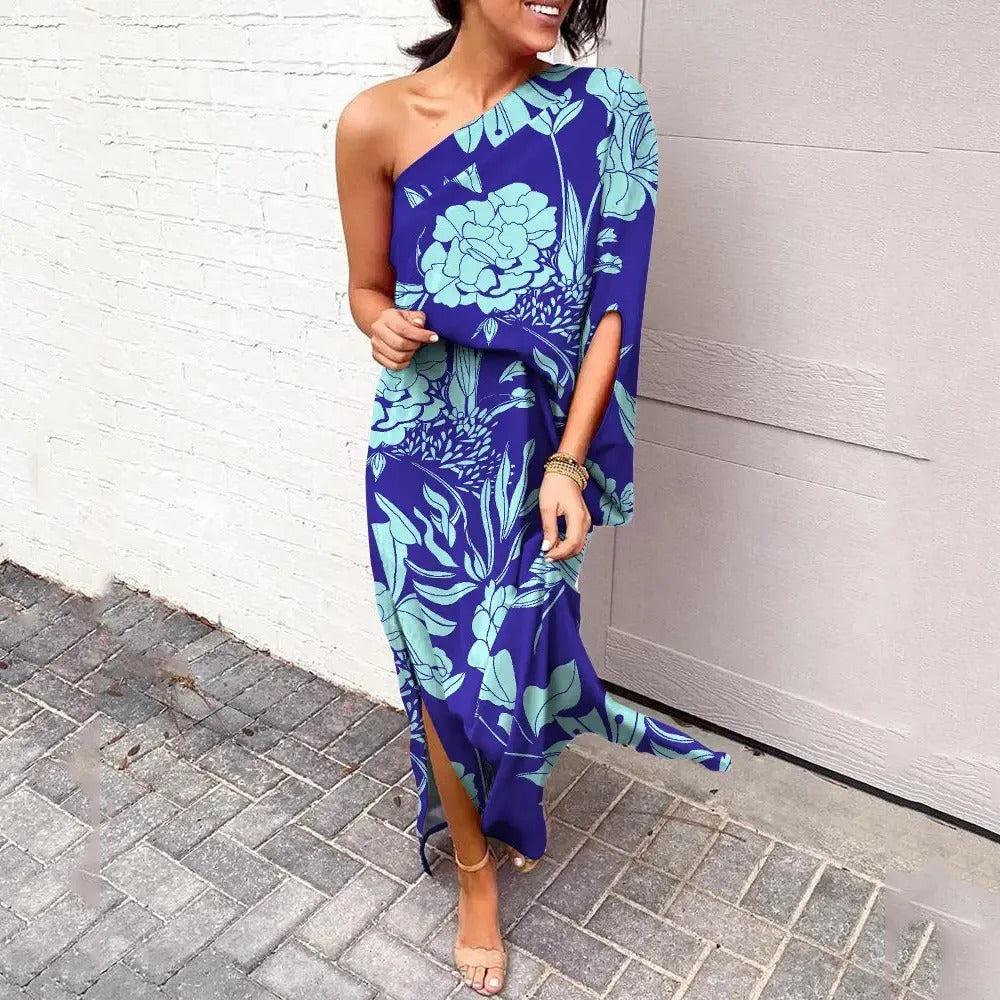 Women's Floral Maxi Dress – One-Shoulder Style for Summer Events 2