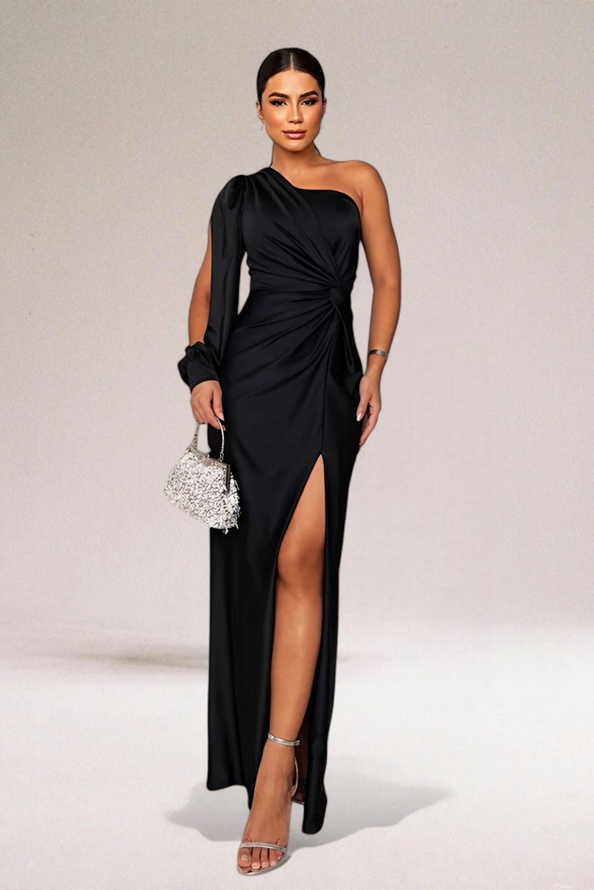 Women's Formal Maxi Dress with One Shoulder and Side Slit – Elegant Evening Gown for Cocktails 6