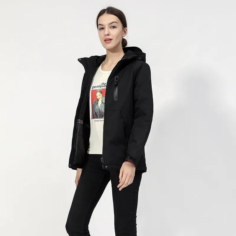 Women's Heated Jacket with Hood – USB Zip Up for Winter Outdoor Activities 3