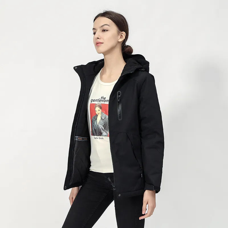 Women's Heated Jacket with Hood – USB Zip Up for Winter Outdoor Activities 4