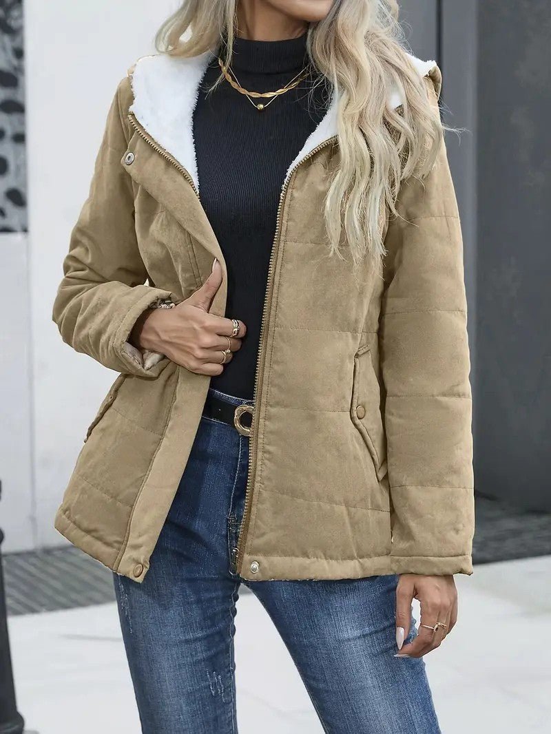 Women's Hooded Winter Jacket – Plush Lined Zip-Up Design for Cold Weather 0
