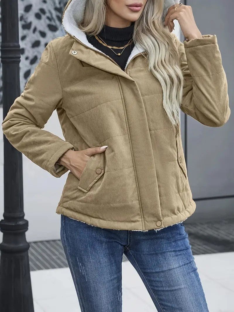 Women's Hooded Winter Jacket – Plush Lined Zip-Up Design for Cold Weather 3