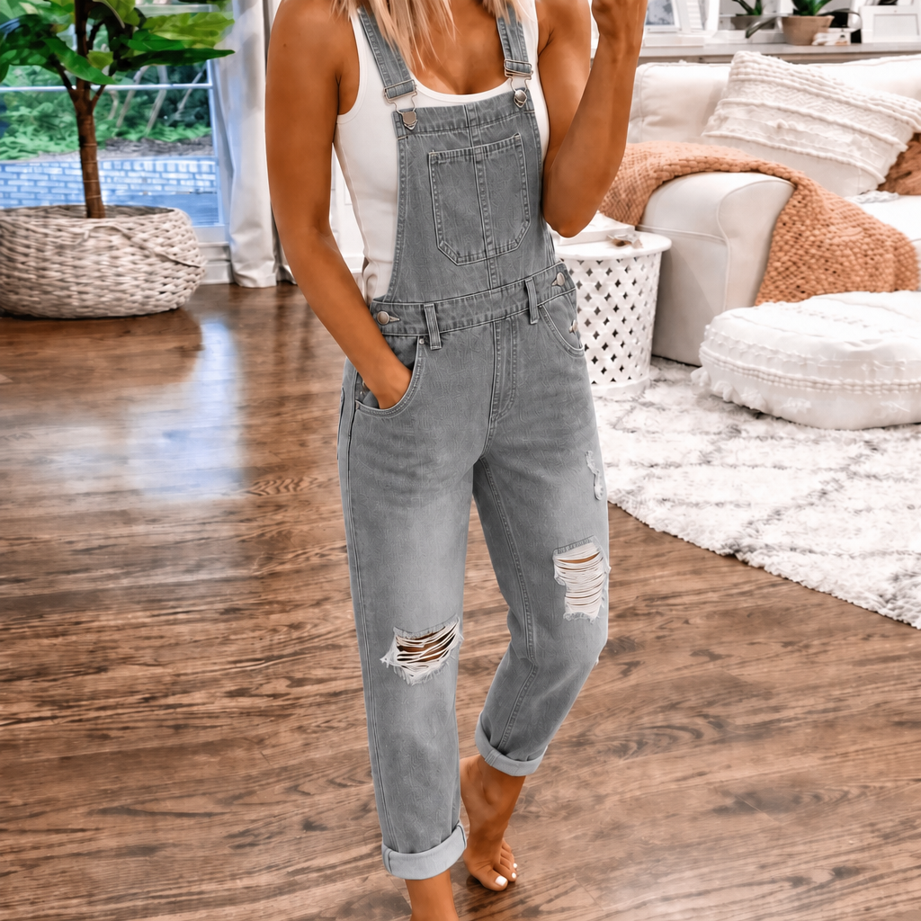 Women's Jumpsuit with Adjustable Straps – Straight Leg Design and Bib Pocket for Casual Wear 1