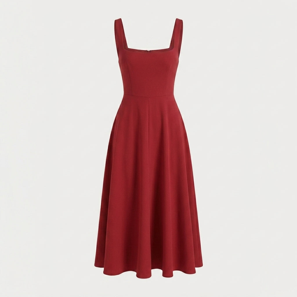 Maxi Dress with Square Neckline – A-Line Fit for Summer Weddings and Formal Events 11