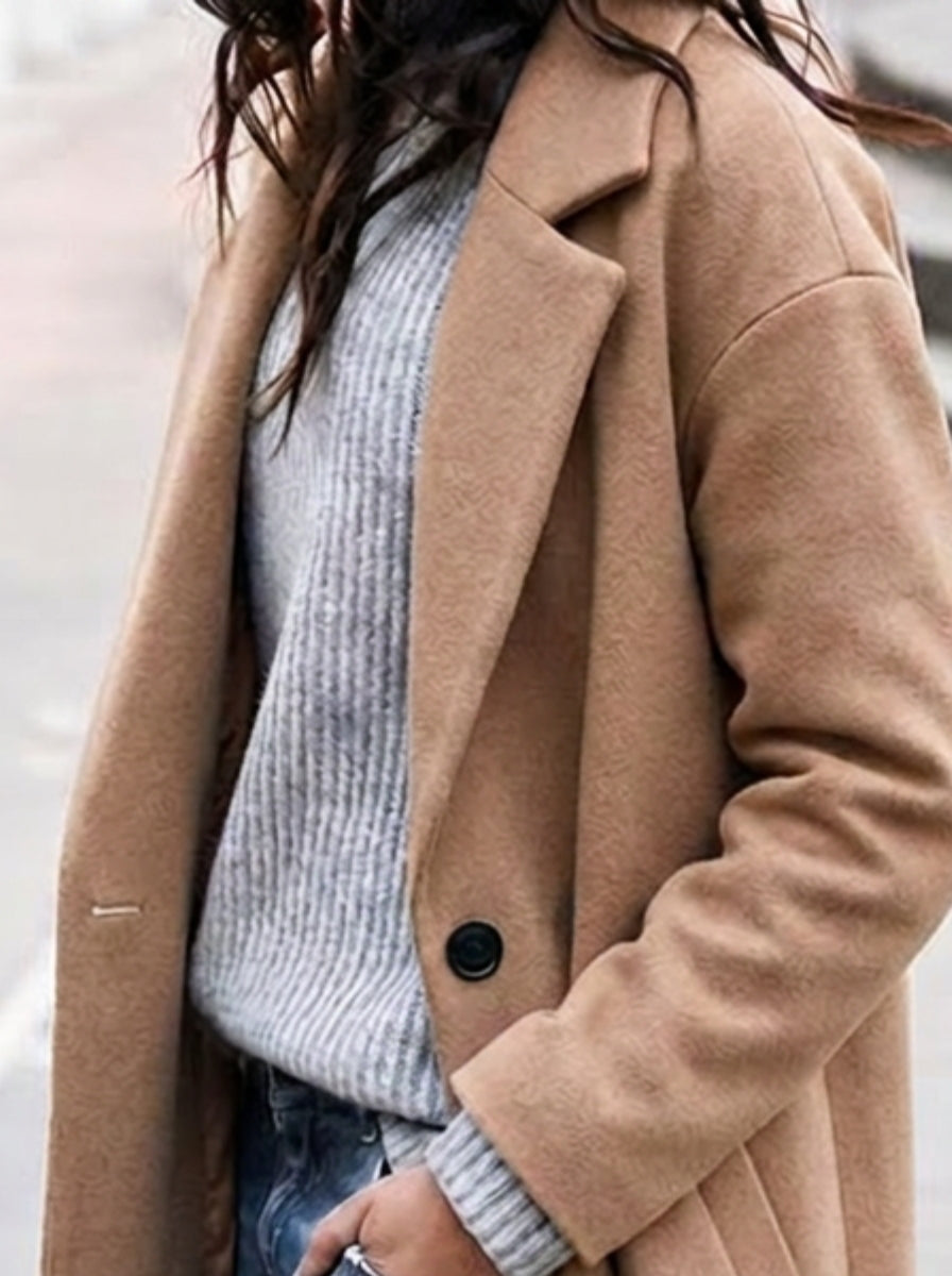 Women's Oversized Long Trench Coat – Winter Layering Piece with Wide Lapel 1