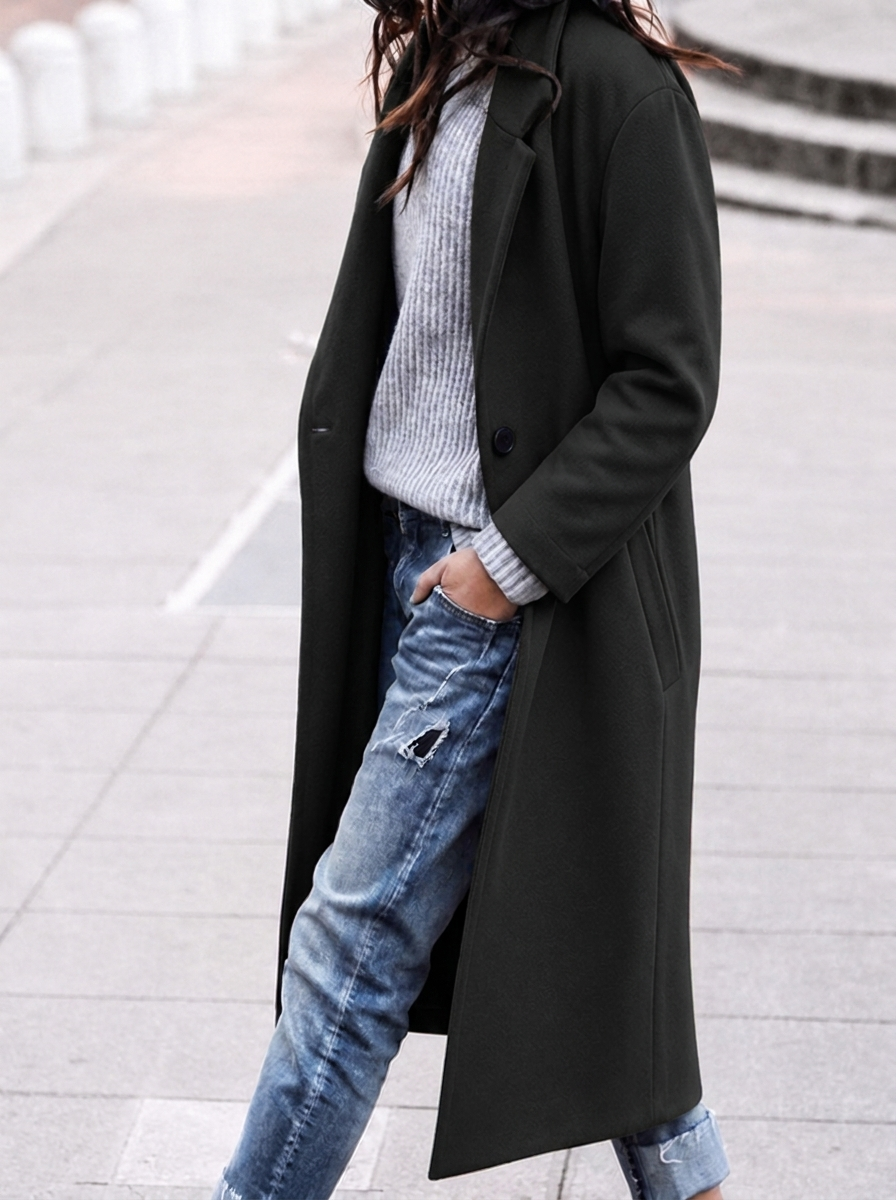 Women's Oversized Long Trench Coat – Winter Layering Piece with Wide Lapel 3