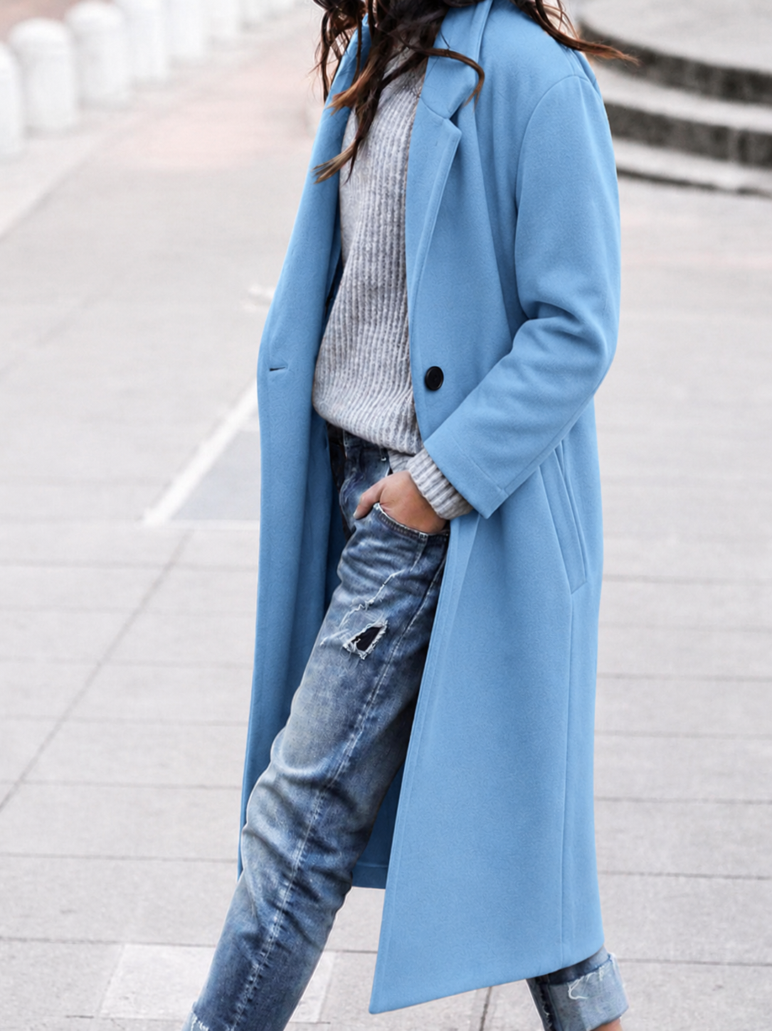 Women's Oversized Long Trench Coat – Winter Layering Piece with Wide Lapel 4