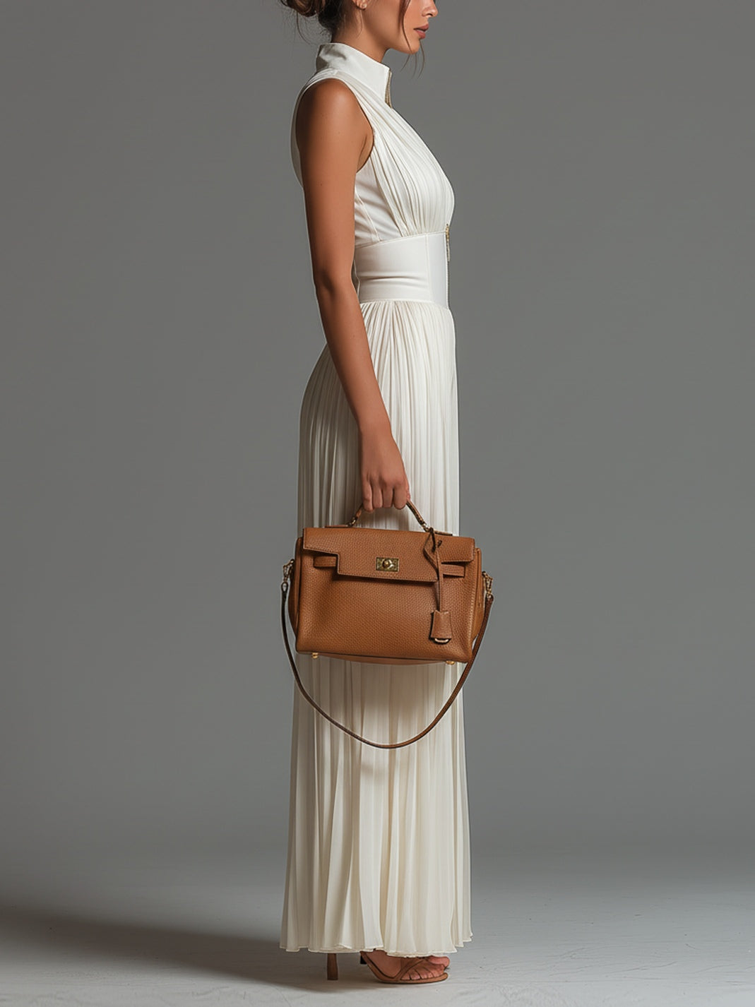 Women's Pleated Jumpsuit with Deep V-Neck – Wide Leg Design for Formal Events 1