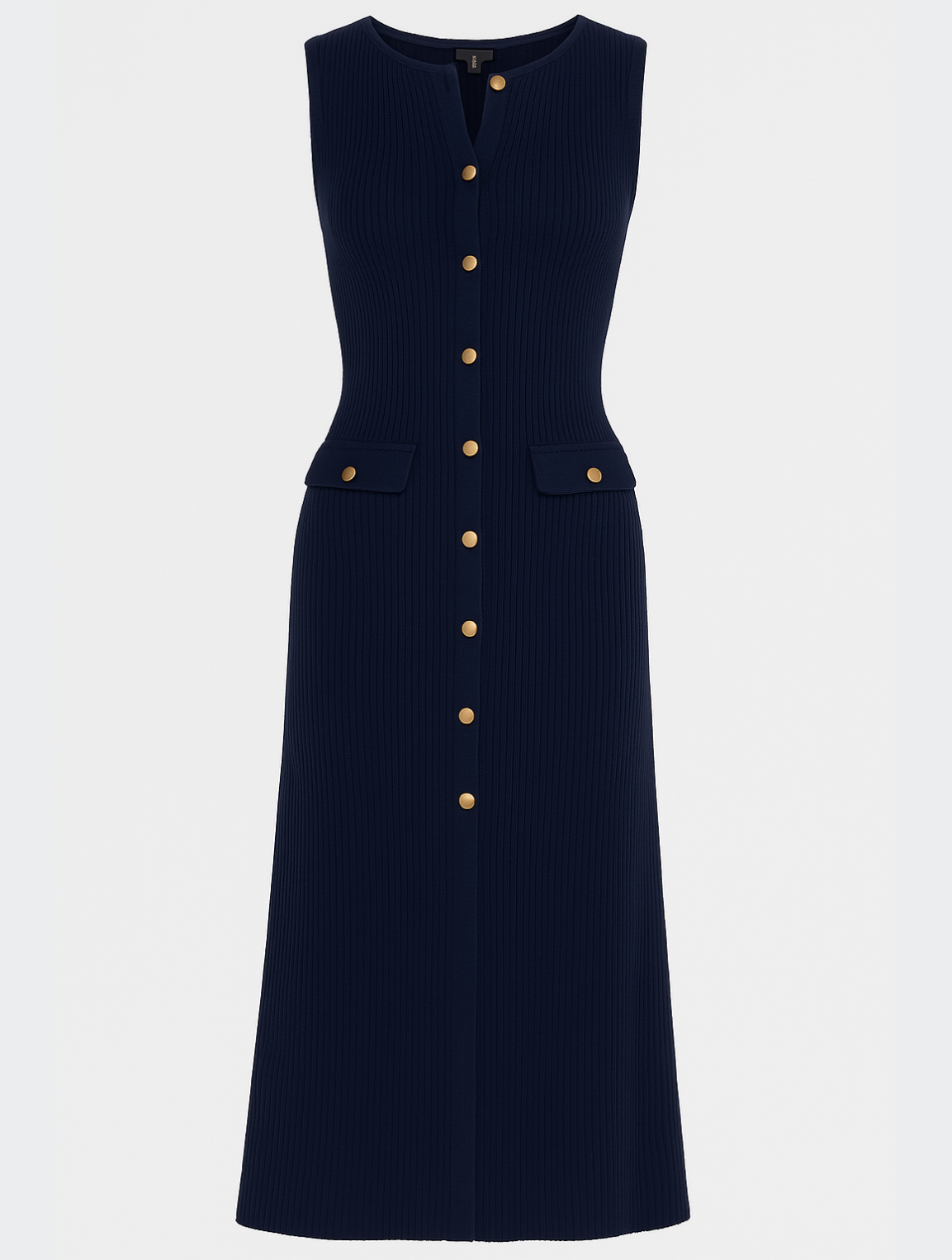 Women's Sleeveless Maxi Dress – Ribbed Knit with Button Front and Flap Pockets for Summer 3