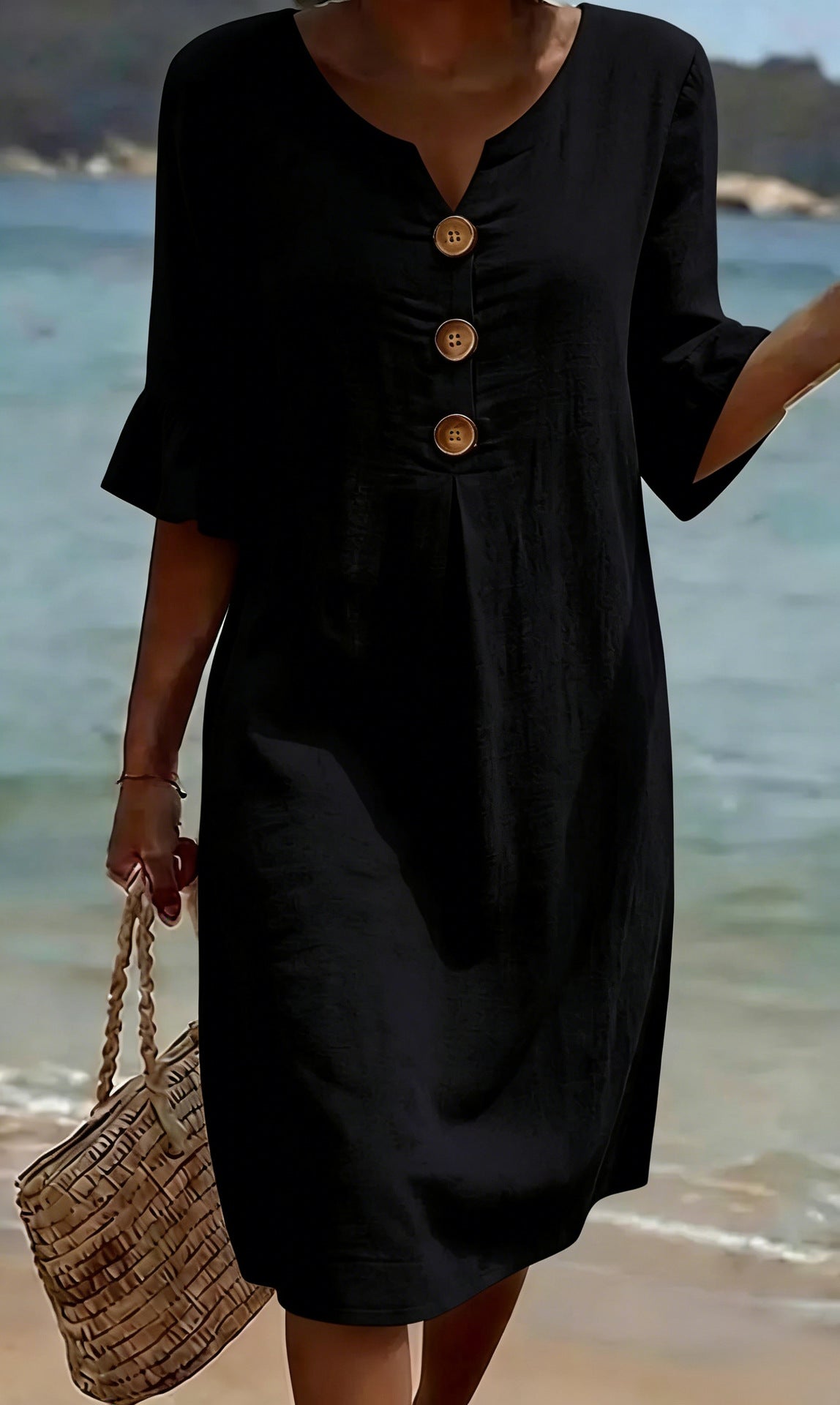 Women's Summer Cotton Mini Dress with Flutter Sleeves – Relaxed A-Line for Casual Wear 12